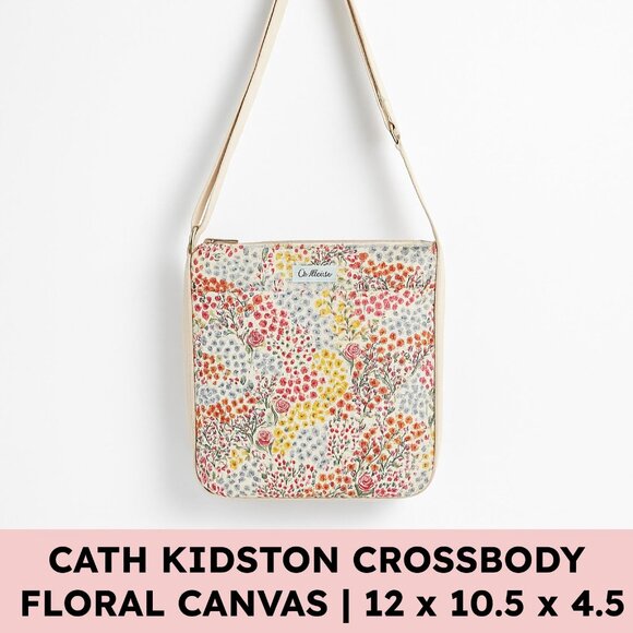 Cath Kidston Floral Canvas Crossbody Bag Frazzled English Woman Cottagecore - Picture 1 of 16